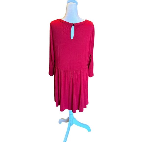 Torrid Super Soft Knits Babydoll Tunic Top Lattice Neck Womens Size 1 Red - Picture 4 of 11